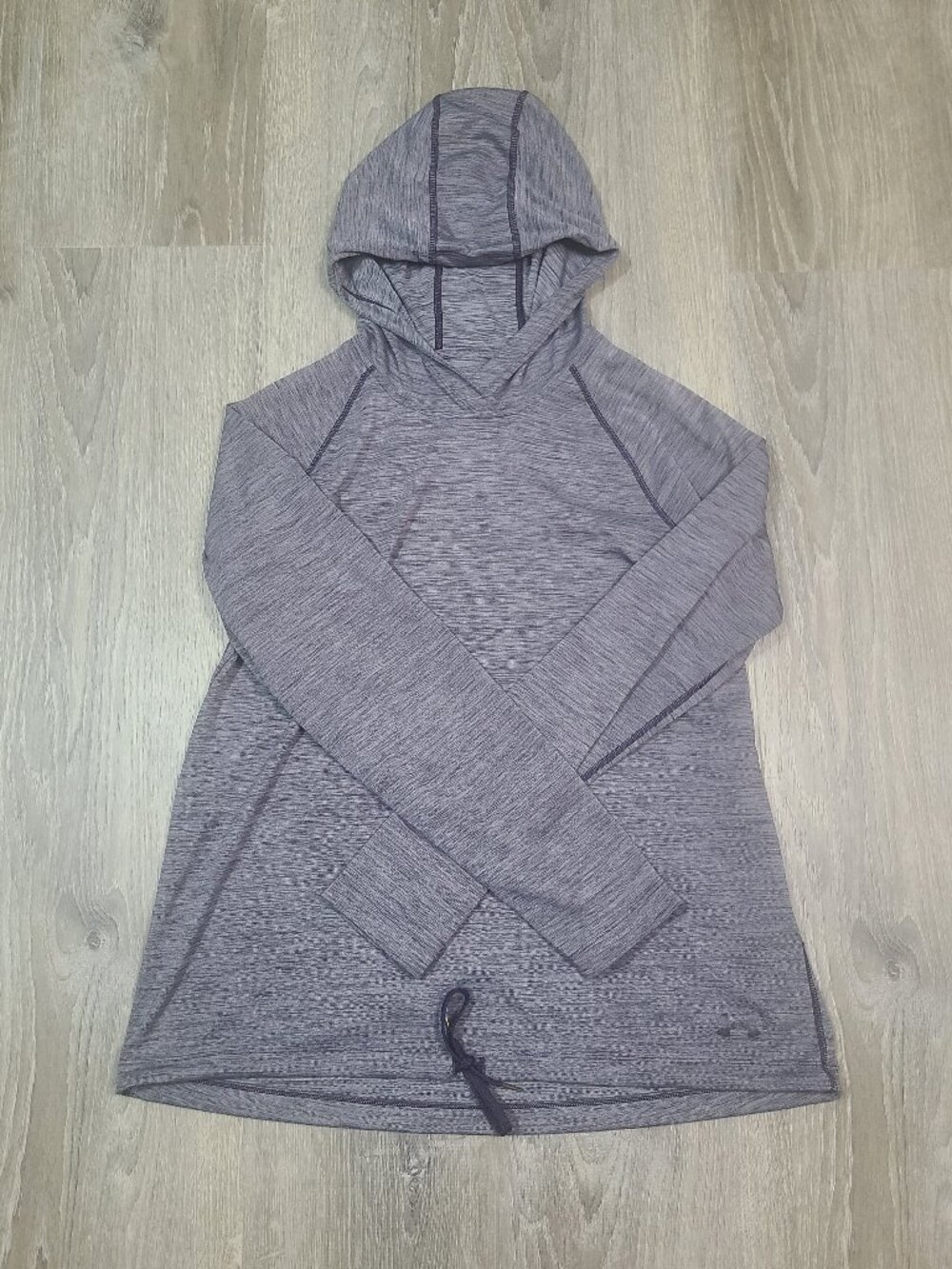 Under Armour HeatGear Purple Heathered Drawstring Hem Hooded Pullover Size L/XL